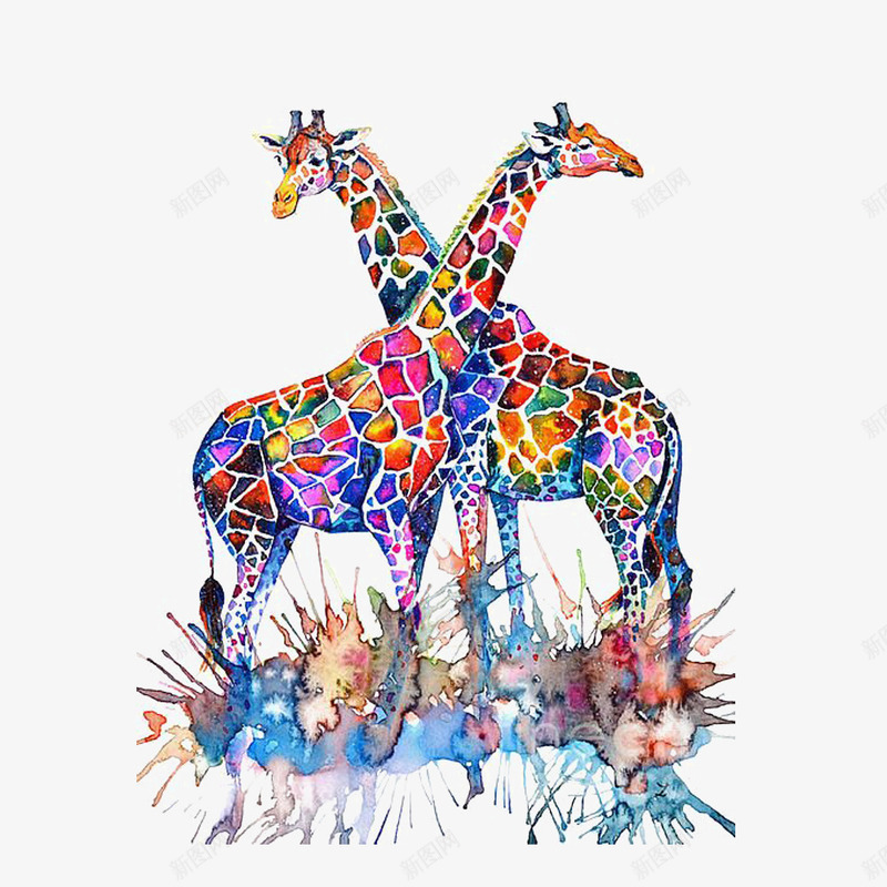 彩色马赛克长颈鹿png免抠素材_88icon https://88icon.com 可爱的 彩色的 漂亮的 站立 长颈鹿 马赛克鹿