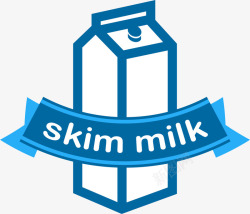 简约风牛奶盒蓝色简约牛奶盒高清图片