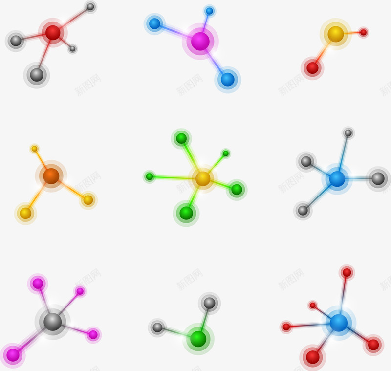 多变的化学分子矢量图eps免抠素材_88icon https://88icon.com 化学 化学分子 化学结构 多彩 矢量图