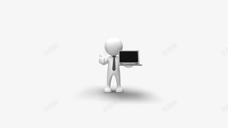 白色小人笔记本电脑png免抠素材_88icon https://88icon.com PNG图片 白色小人 立体 笔记本电脑