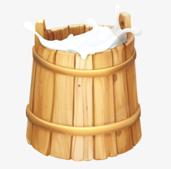 木制牛奶勺棕色木制牛奶桶高清图片