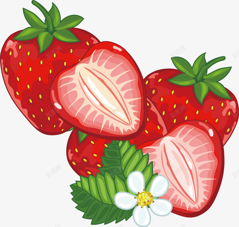 卡通草莓矢量图ai免抠素材_88icon https://88icon.com 卡通 卡通食材 手绘 矢量图 美味 草莓 草莓横切面 食材 食物