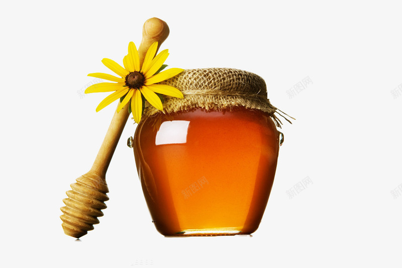 一小瓮蜂蜜png免抠素材_88icon https://88icon.com 产品实物 小菊花 透明玻璃瓶