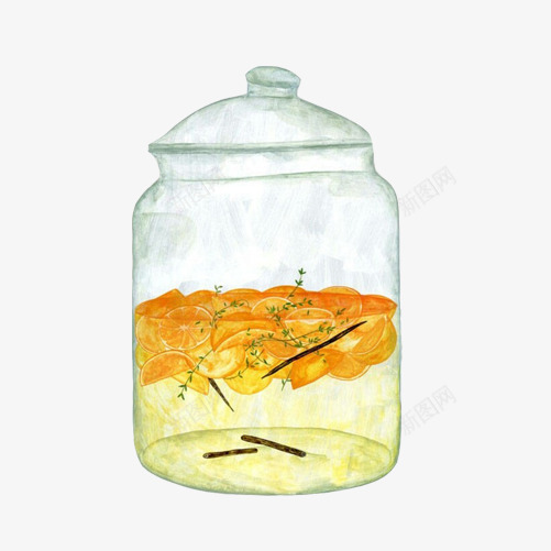 泡柠檬水手绘画片png免抠素材_88icon https://88icon.com 手绘色彩画 柠檬片 泡水 玻璃罐 黄色