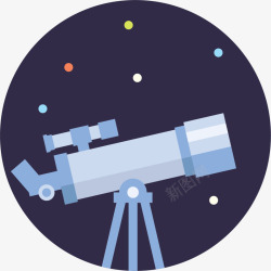 蓝色卡通天文望远镜素材