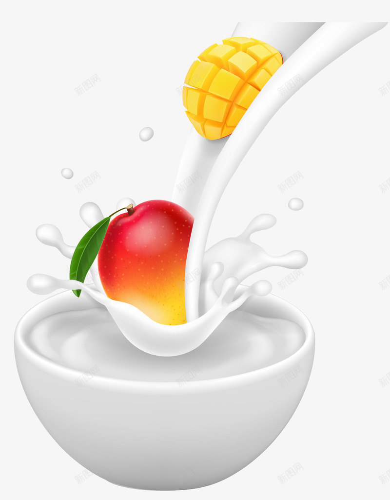 美味的水果牛奶png免抠素材_88icon https://88icon.com 动漫动画 卡通手绘 桃子 牛奶 芒果 装饰图 酸奶