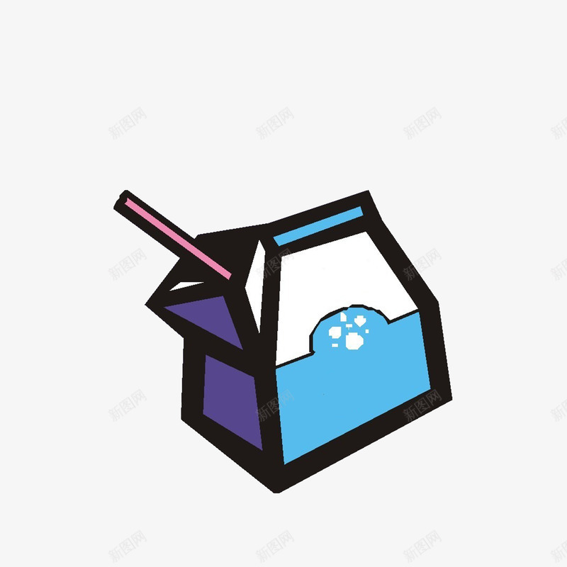 彩绘插着吸管的牛奶盒png免抠素材_88icon https://88icon.com 一盒牛奶 卡通彩绘 小容量盒装 插吸管喝