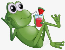 一起喝果汁喝果汁的青蛙高清图片