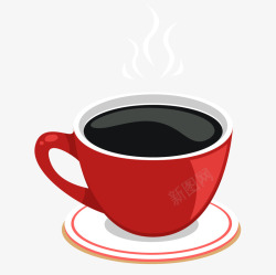 雪咖慕斯咖啡饮料红色马克杯杯咖啡饮料手绘牛奶咖高清图片