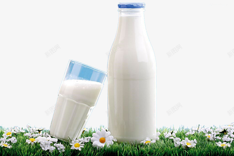 白色牛奶瓶png免抠素材_88icon https://88icon.com 杯子 牛奶 瓶子 花卉 草地