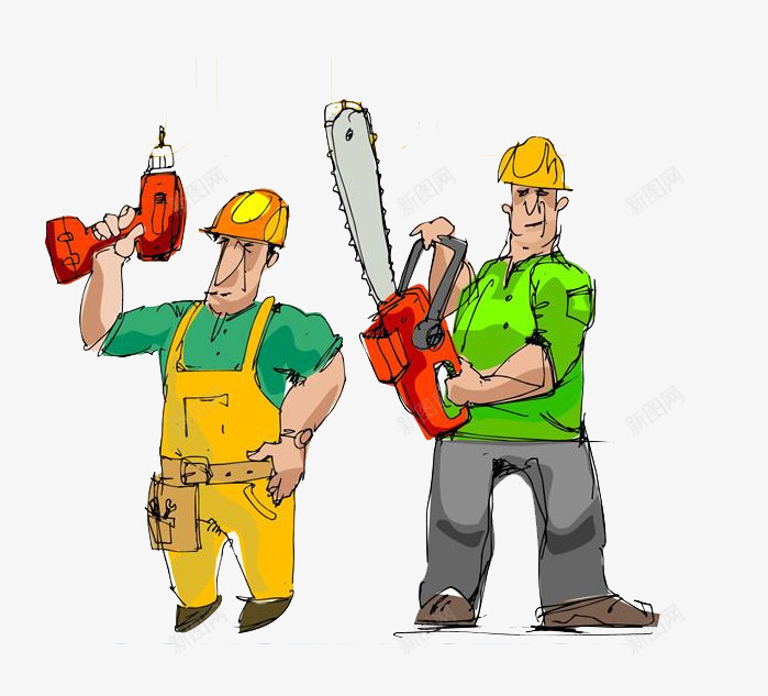 卡通手拿电动工具的工人png免抠素材_88icon https://88icon.com PNG 劳动者 卡通 工人 工具 手拿物品 手电动 插画 漫画