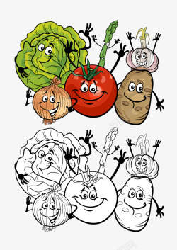 可爱卡通蔬菜形象矢量图素材