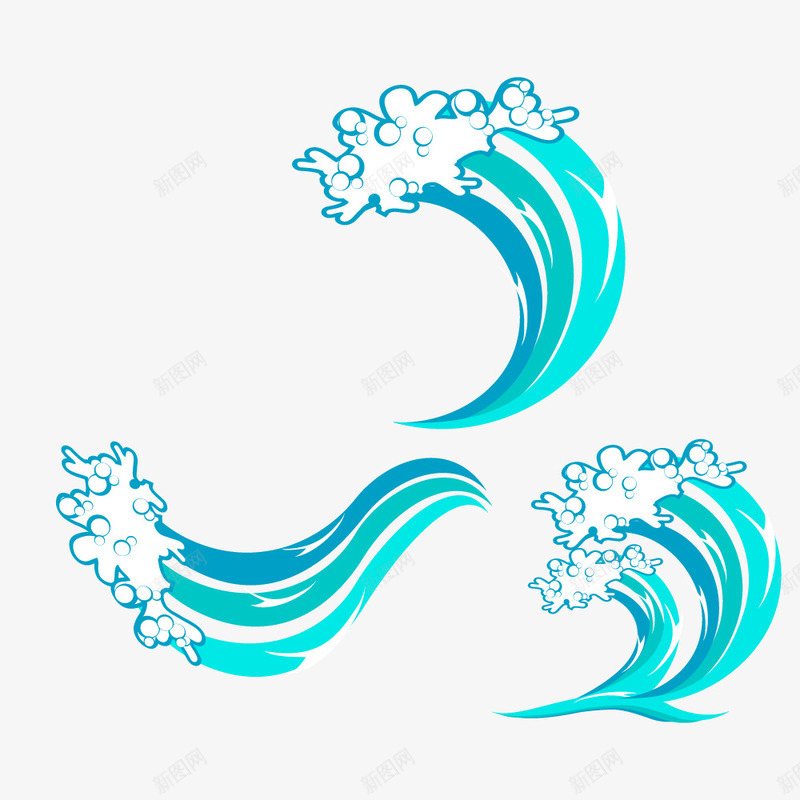 多个水花海纹图案png免抠素材_88icon https://88icon.com 多个 水花 海纹 线条 蓝色