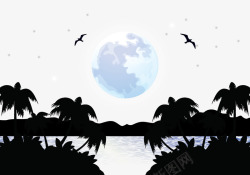 海边明月素材
