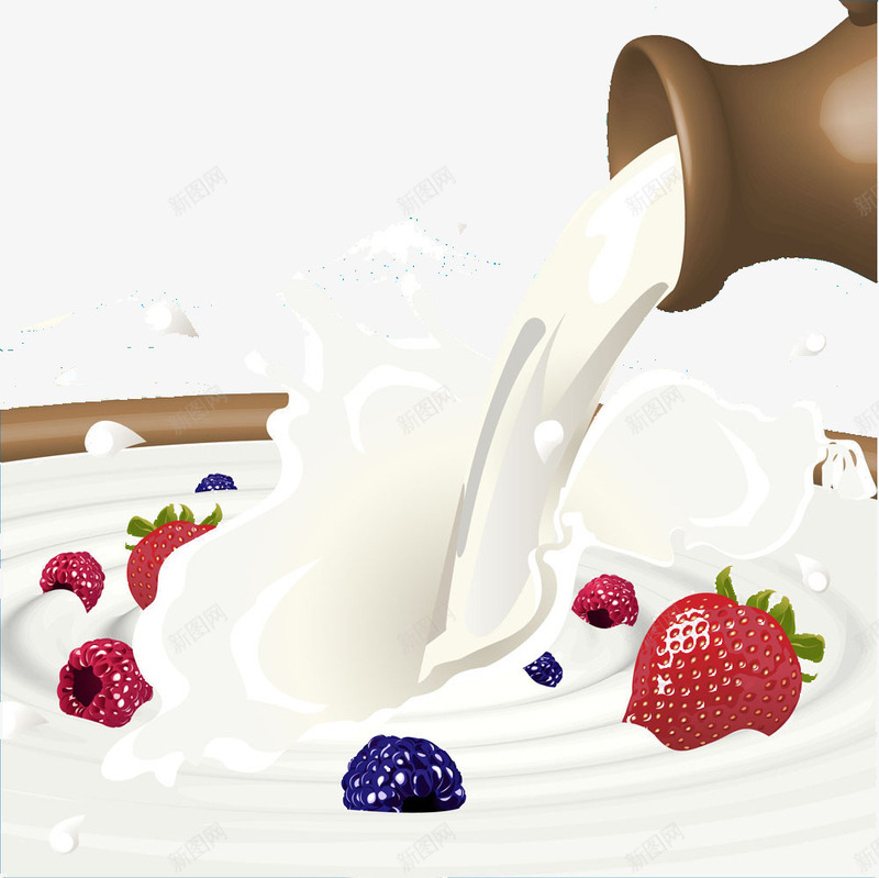 倾倒出来的水果牛奶png免抠素材_88icon https://88icon.com 奶茶 水果牛奶 牛奶