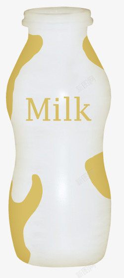 milk瓶子金色牛奶杯高清图片