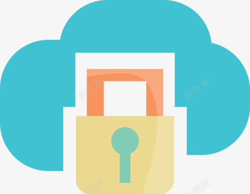 钥匙锁云云端数据安全密钥图标图标