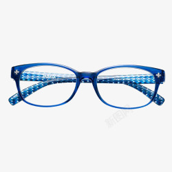 蓝色边框眼镜架素材