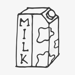 手绘线条食物牛奶盒素材