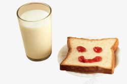 吐司片牛奶早餐笑脸面包片高清图片