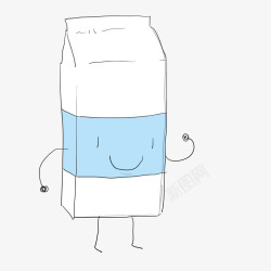 卡通手绘牛奶盒素材
