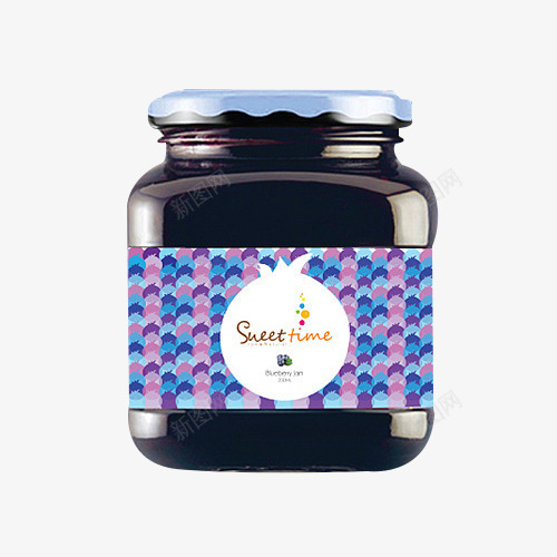 蓝色蓝莓果酱包装png免抠素材_88icon https://88icon.com 产品实物 包装 玻璃瓶装 蓝色蓝莓果酱包装 食品