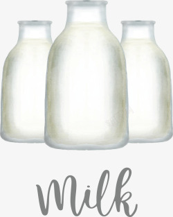 水彩手绘营养牛奶矢量图素材