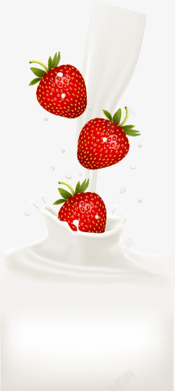 清新牛奶草莓素材