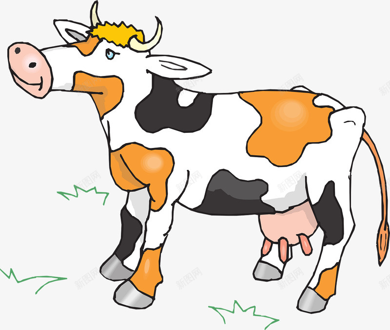 卡通草坪上的奶牛png免抠素材_88icon https://88icon.com 卡通 奶牛 牛奶 草坪