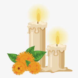 蜡烛与花素材