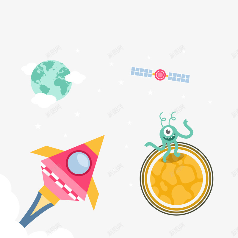 宇宙中的神秘生物png免抠素材_88icon https://88icon.com 人造卫星 卡通火箭 外星人 太空宇宙 宇宙星球 星球 神秘生物 航天器 航天飞船 航空航天 行星