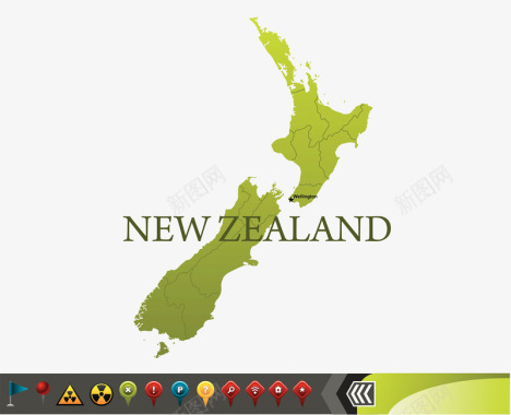 新西兰地图导航图标图标