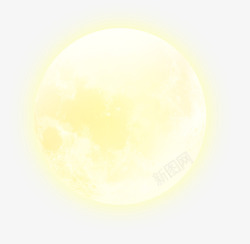黄色清新满月月亮装饰图案素材