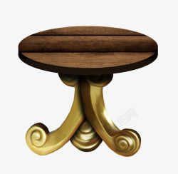 棕色漂亮圆形木桌素材