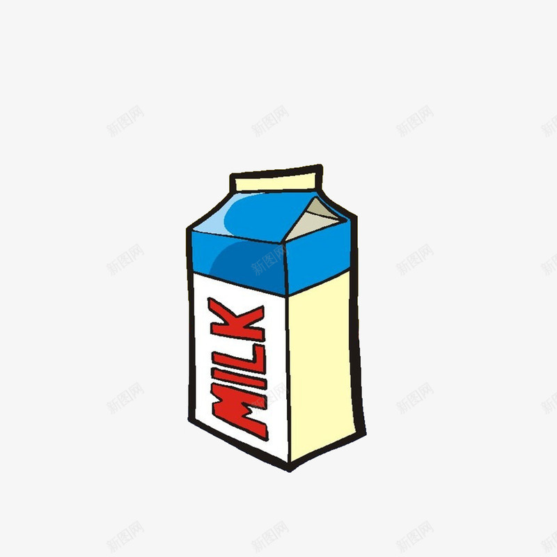 卡通手绘牛奶盒png免抠素材_88icon https://88icon.com 一盒牛奶 侧视图 牛奶盒手绘 红色蓝色