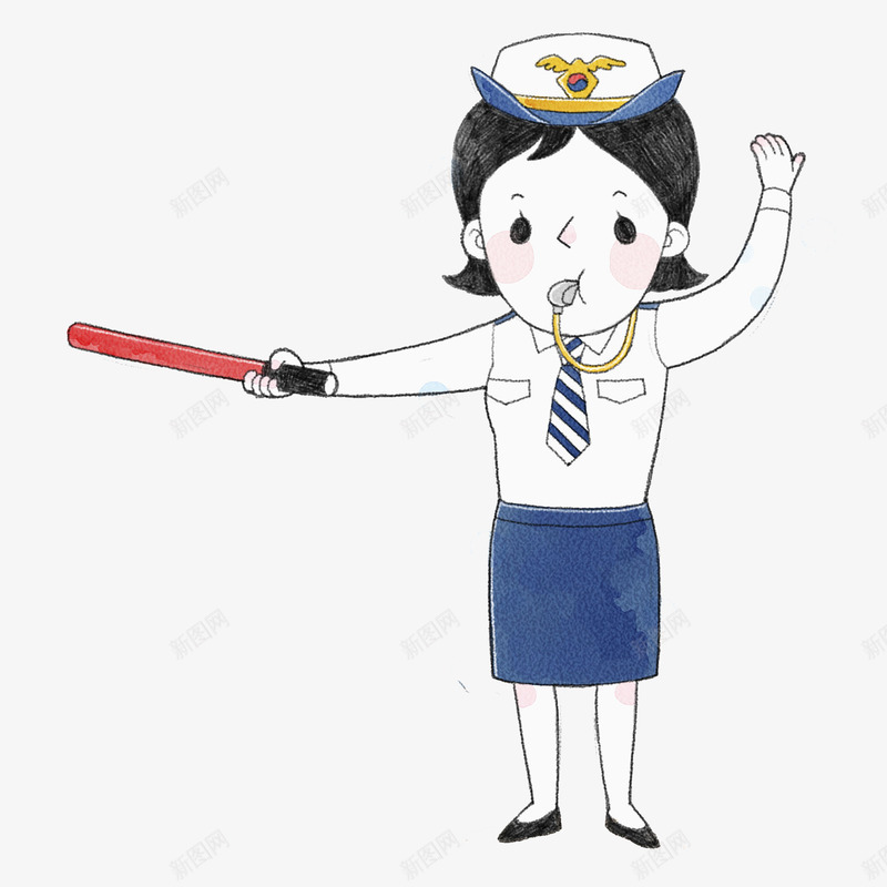 手绘女交警png免抠素材_88icon https://88icon.com 严肃 制服 卡通 多彩 手绘 指挥 插画 职业