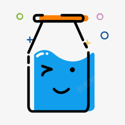 蓝色手绘牛奶瓶子元素矢量图素材