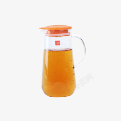 鲜榨果汁扎壶耐热玻璃大容量冷水壶橙色高清图片