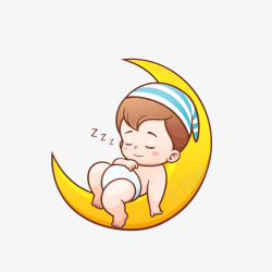 小男孩免费下载卡通躺月亮上呼呼大睡的小男孩素高清图片