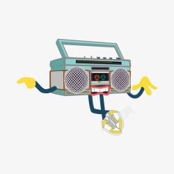 复古收音机小人矢量图素材