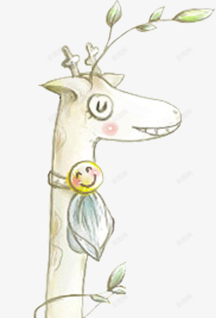 手绘可爱笑脸长颈鹿漫画动物png免抠素材_88icon https://88icon.com 动物 可爱 漫画 笑脸 长颈鹿