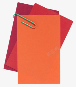 用回形针固定的红色便笺纸实物素材