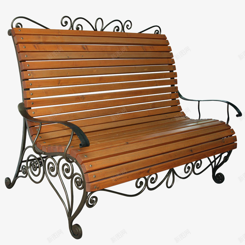 黄色木条铁丝条椅png免抠素材_88icon https://88icon.com 坐椅 家具 椅子 金属 铁丝长椅 铁艺椅子 靠背椅 黄色木条