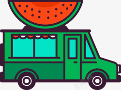 绿色西瓜食物车图素材