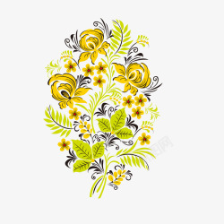 手绘黄色菊花图案素材