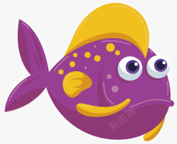 漂亮钓鱼素材卡通漂亮紫色鱼矢量图高清图片