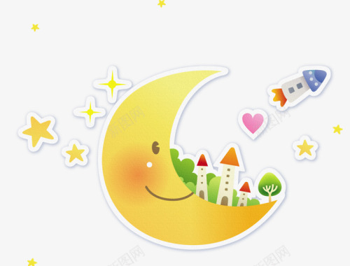 童年的欢乐时光弯月剪影月亮卡通月牙图标图标