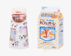 一瓶牛奶和一盒牛奶素材