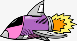 卡通紫色飞船矢量图素材