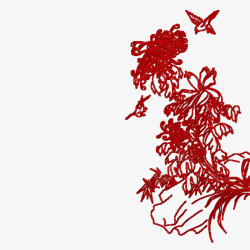 刺绣菊花纹理装饰图案素材